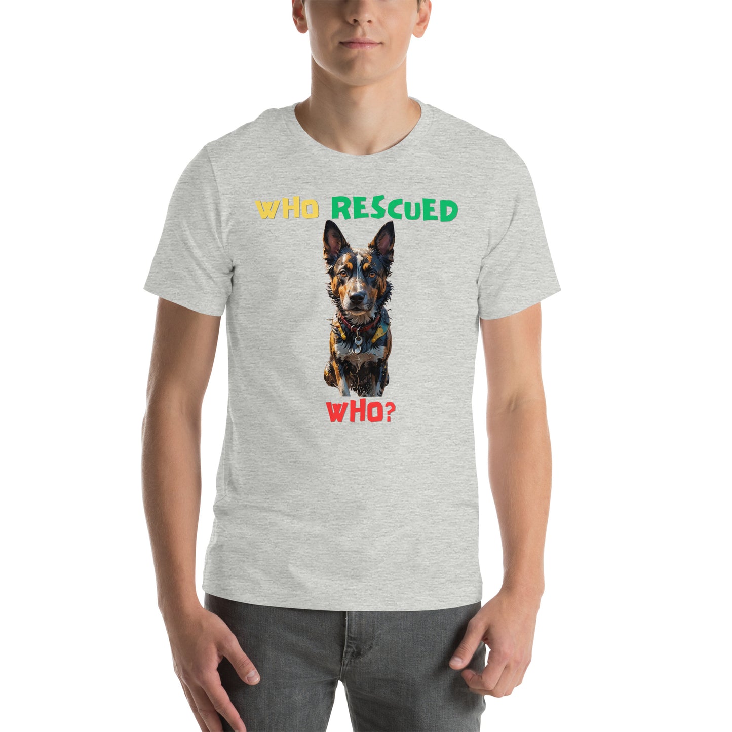 Who Rescued Who? Unisex t-shirt