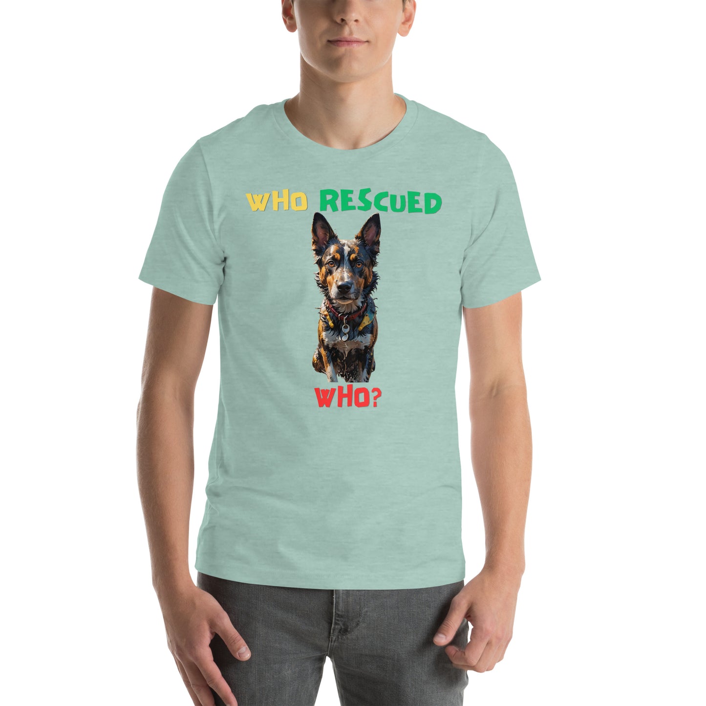 Who Rescued Who? Unisex t-shirt