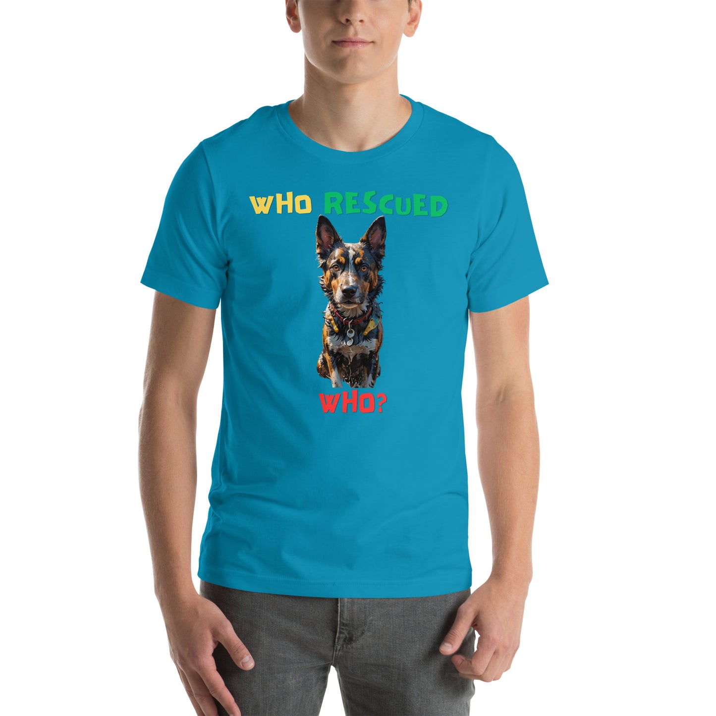 Who Rescued Who? Unisex t-shirt