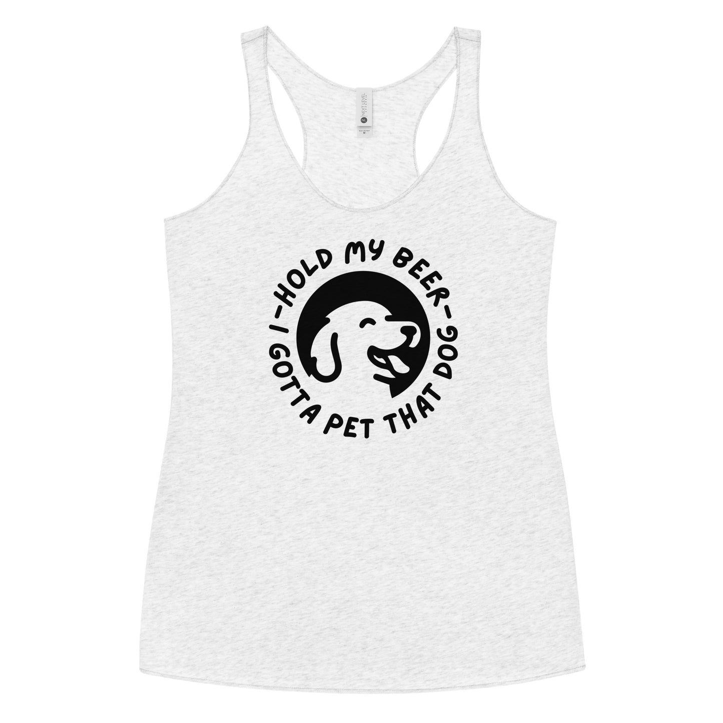 Hold my beer - while I pet that dog Women's Racerback Tank