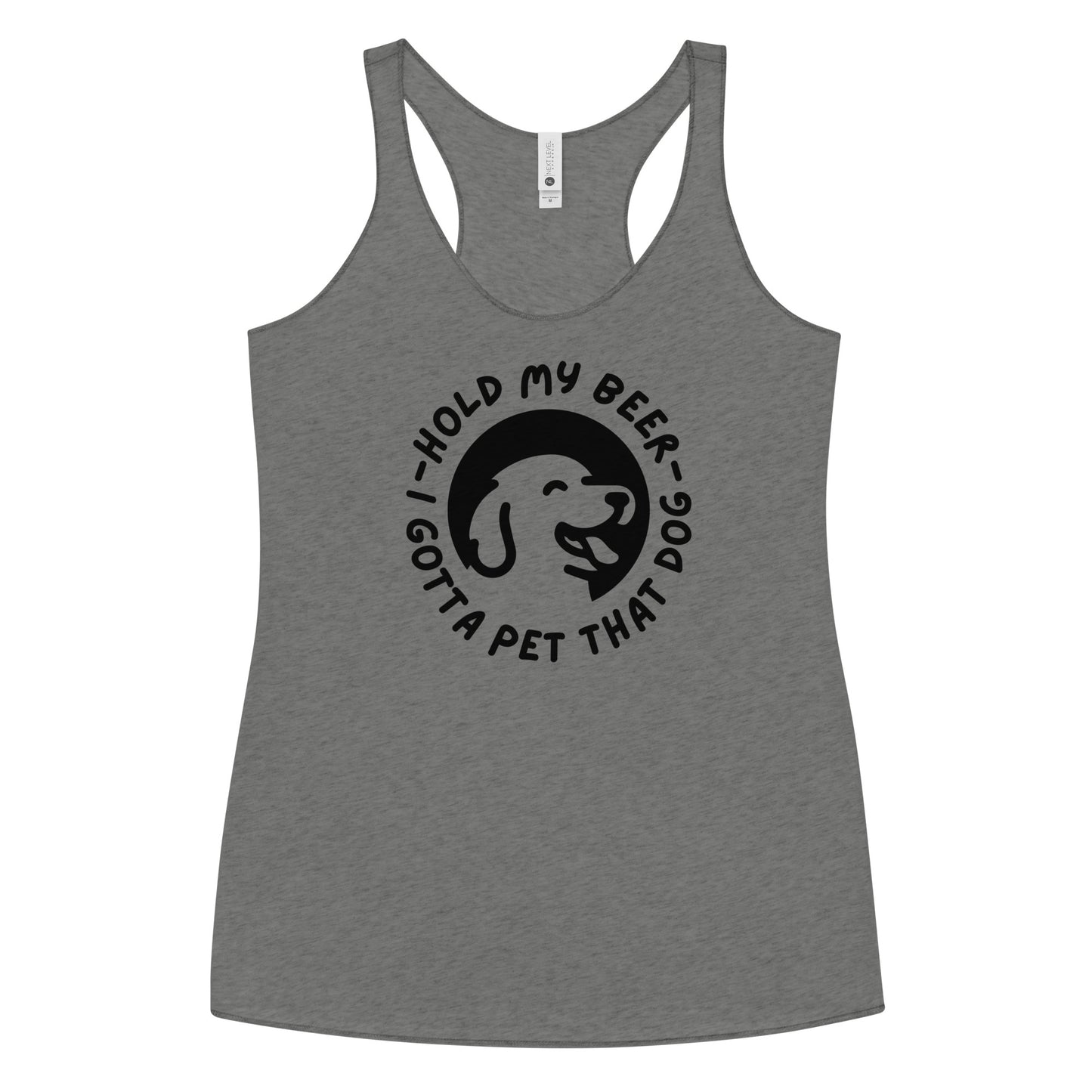 Hold my beer - while I pet that dog Women's Racerback Tank