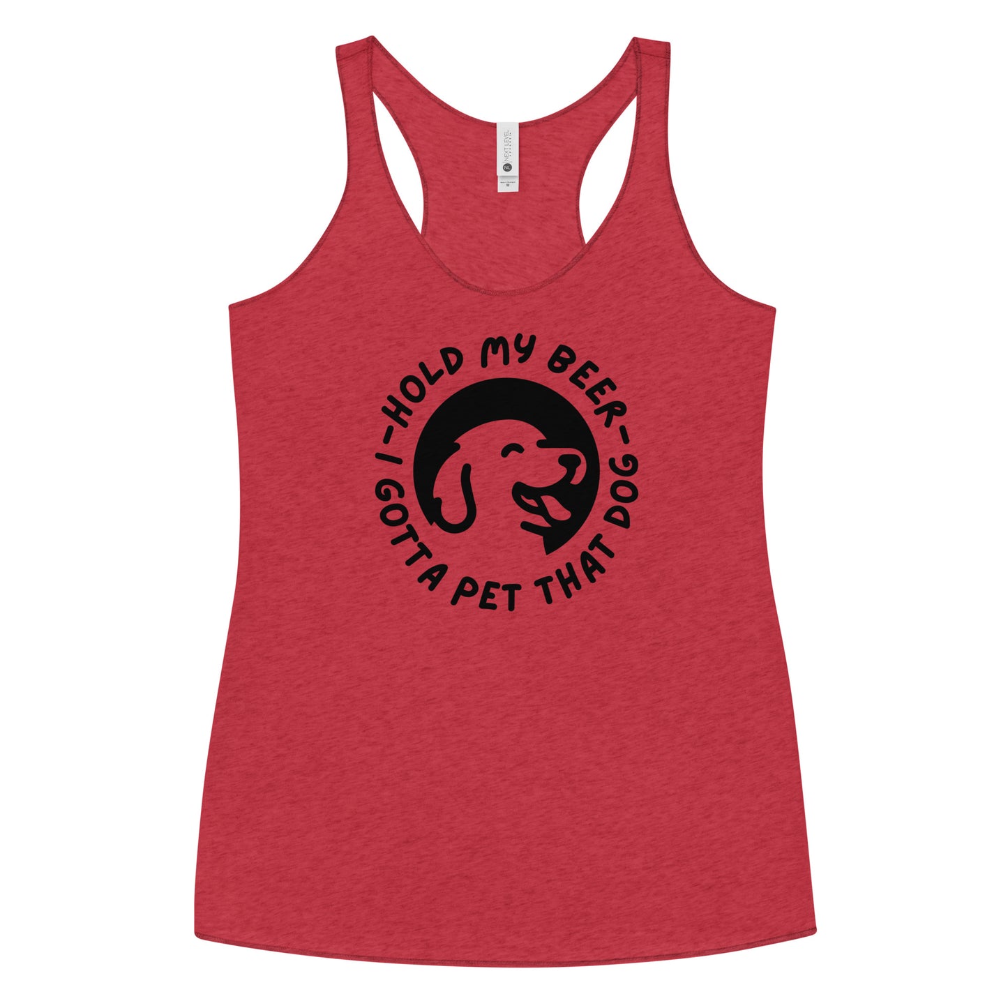 Hold my beer - while I pet that dog Women's Racerback Tank